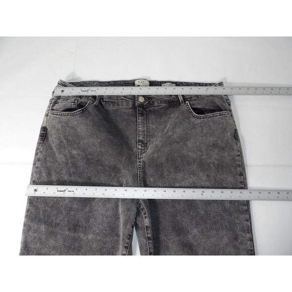 Logo Lori Goldstein 24W Cropped Jeans Mid Rise Straight Acid Wash Black Raw Hem - Picture 10 of 14
